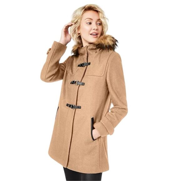 Cole Haan Signature Faux-Fur-Trim Hooded Coat - Picture 1 of 12